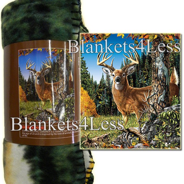 Finding 9 Deers Camping Fleece Throw Blanket 
