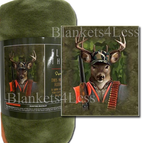 Hunting Buckley Camping Fleece Throw Blanket 