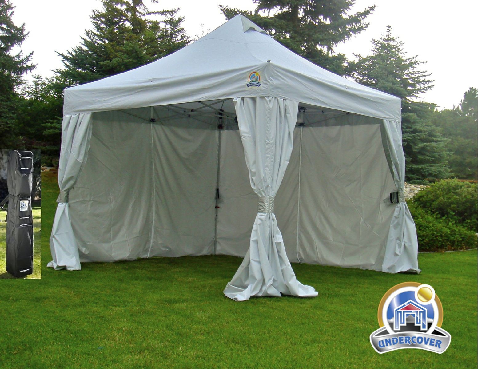 Undercover 10' X 10' Aluminum Commercial Pop-Up w/CRS Polyester Wall Enclosure