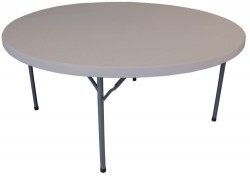 63 Inch Round Plastic Folding Table - 2 Units