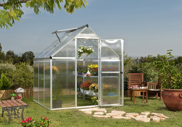 Twin Wall Polycarbonate and Silver Framed Greenhouse Kit